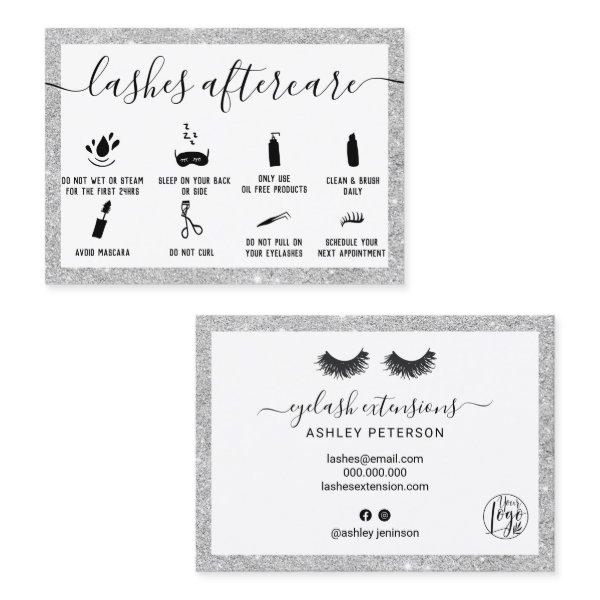 Lashes aftercare illustrations silver glitter