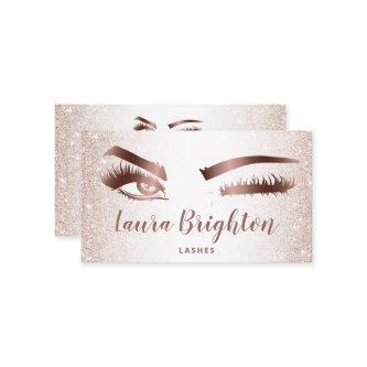 Lashes & Brows Makeup Rose Gold Glitter Wink Eyes