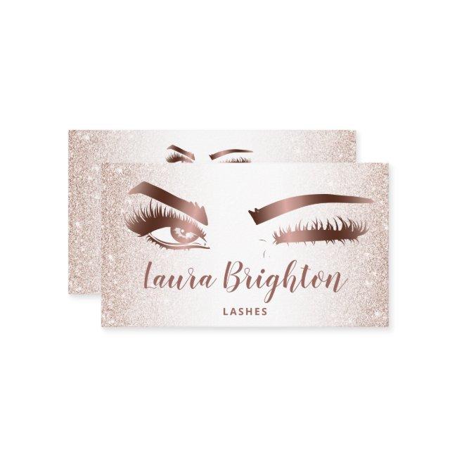 Lashes & Brows Makeup Rose Gold Glitter Wink Eyes