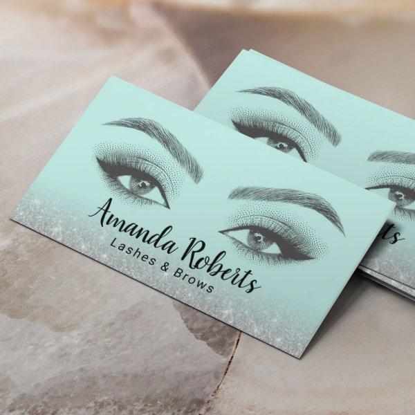 Lashes & Brows Microblading Mint & Silver Glitter