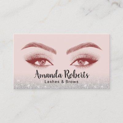 Lashes & Brows Microblading Pink & Silver Glitter