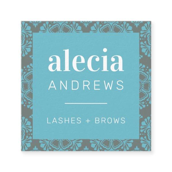 LASHES & BROWS vintage elegant turquoise aqua gray Square