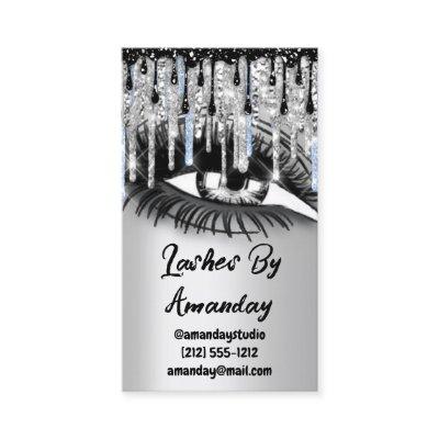 Lashes Makeup Artist Drips Blue QR Code Logo Gray