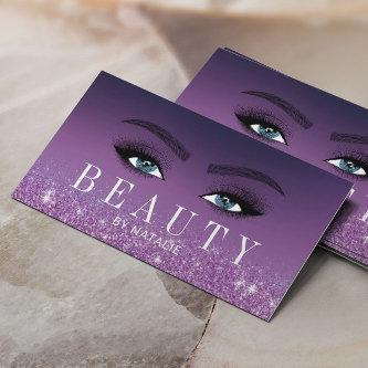 Lashes Makeup Artist Purple Glitter Beauty Salon B