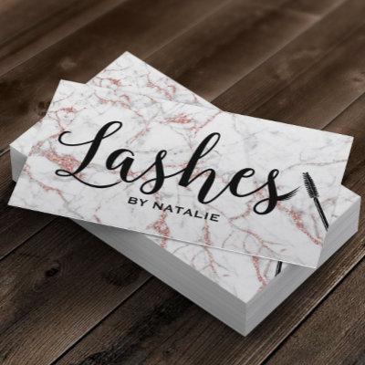 Lashes Makeup Artist Rose Gold Marble Typography