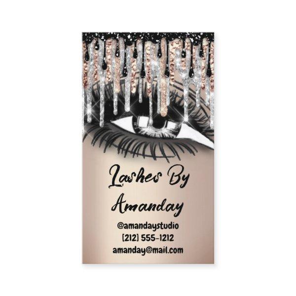 Lashes Makeup Black Drips QR Code Logo Rose Gold