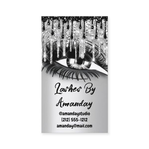 Lashes Makeup Black Drips Silver QR Code Logo