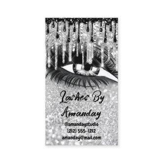 Lashes Makeup Black Drips Silver QR Code Logo Gray