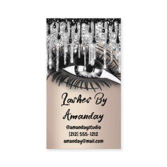 Lashes Makeup Black Drips Silver QR Code Logo Rose
