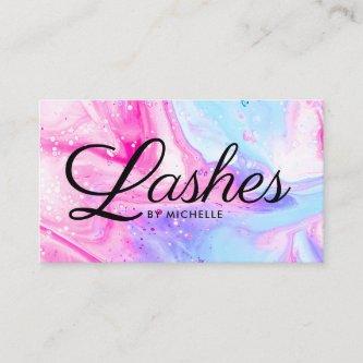 Lashes salon pink blue girly abstract watercolor