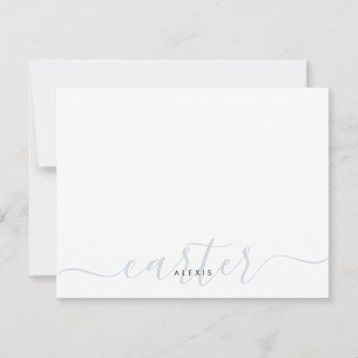Last Name Light Silver Gray Elegant Girly Script Note Card