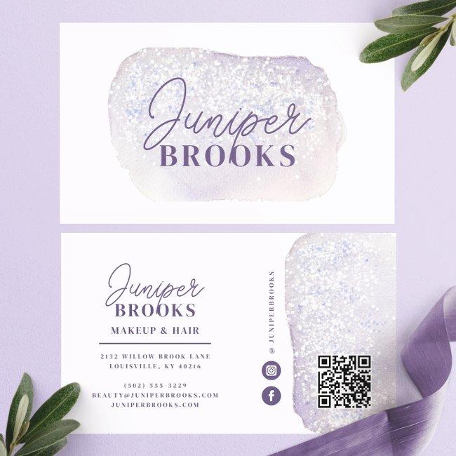 Lavender and Lilac Glitter Social Media QR Code