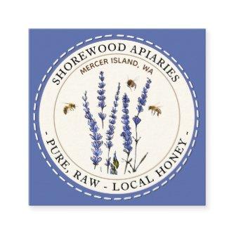 Lavender & Bees Honey Label Square