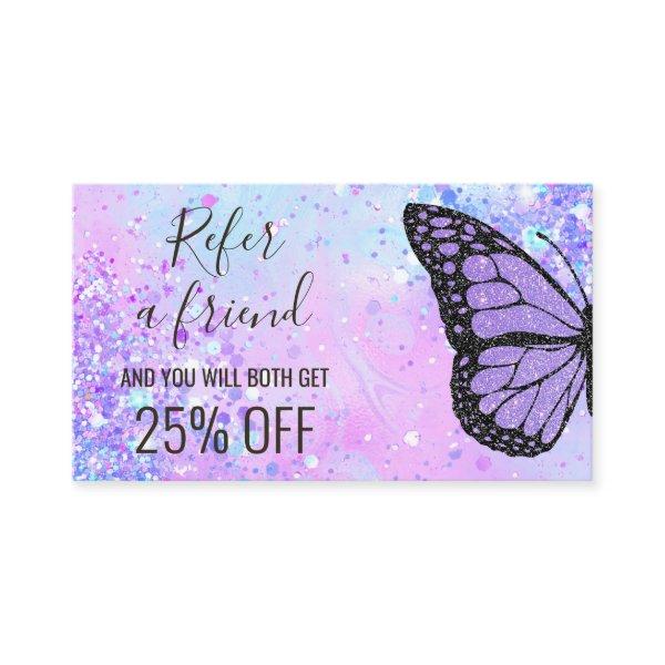 lavender butterfly refer a friend