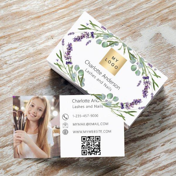 Lavender eucalyptus greenery logo photo QR code