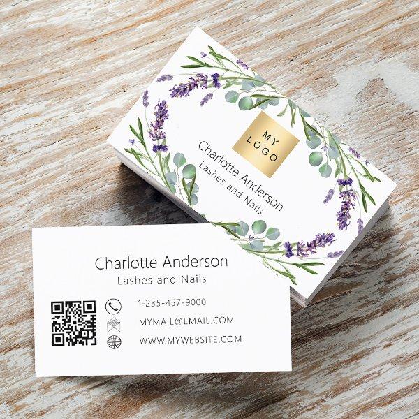 Lavender eucalyptus greenery logo QR code