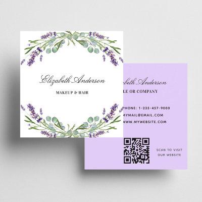 Lavender eucalyptus greenery violet QR code Square