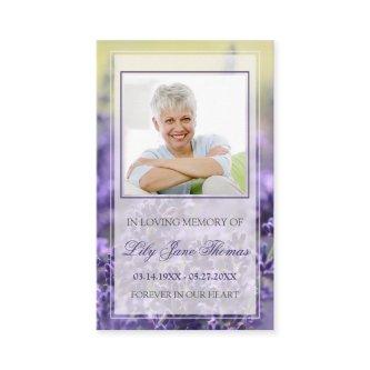 Lavender Funeral Prayer Cards | In Loving Memory