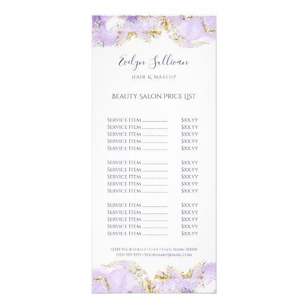 lavender marbling design price list rack card