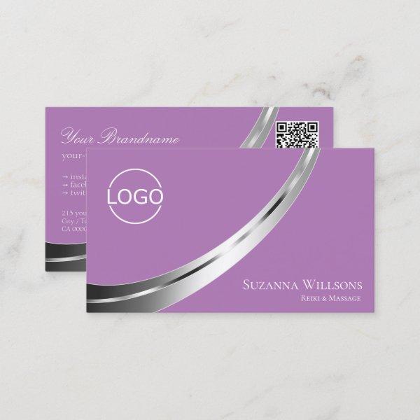 Lavender Modern Silver Decor with Logo and QR-Code