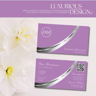 Lavender Modern Silver Decor with Logo and QR-Code