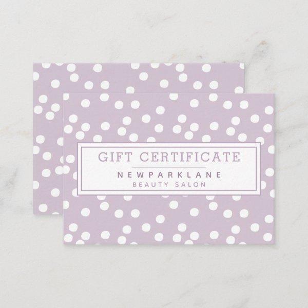 Lavender Polkadots Business Gift Certificate