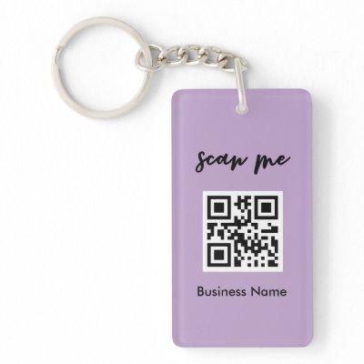 Lavender QR Code  Your Logo Custom  Keychain