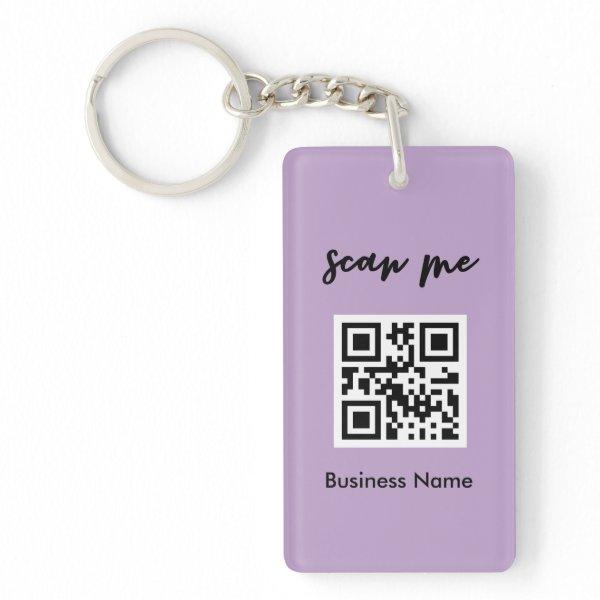 Lavender QR Code  Your Logo Custom  Keychain