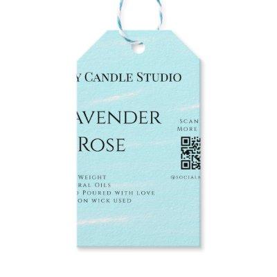 Lavender rose soy candle business add q r code tex gift tags