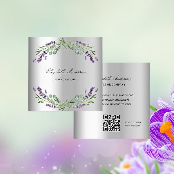 Lavender silver eucalyptus greenery QR code Square