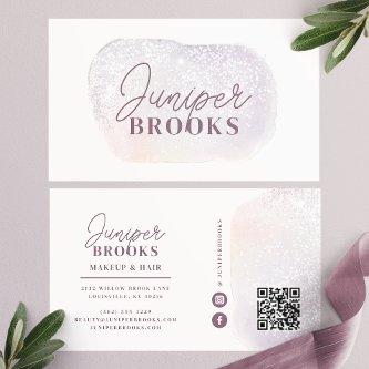 Lavender Silver Social Media QR Code Glitter