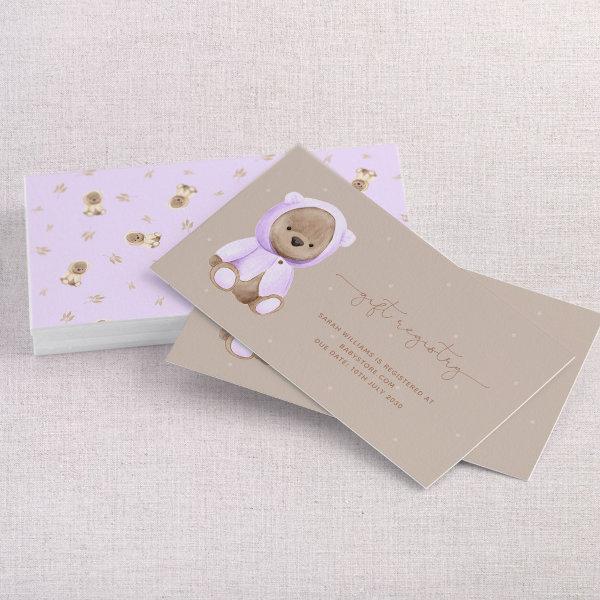 Lavender Teddy Bear Baby Shower Gift Registry