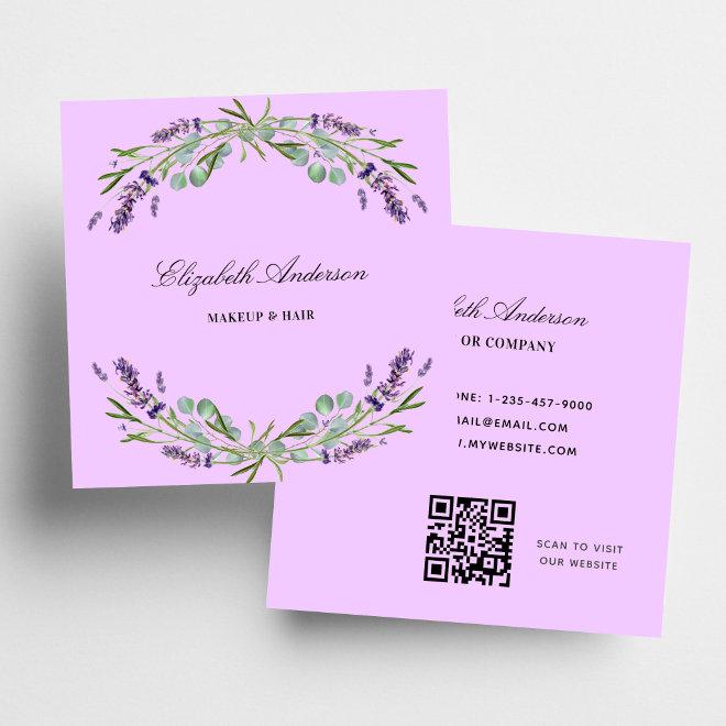 Lavender violet eucalyptus greenery QR code Square