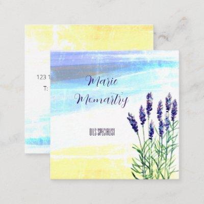 Lavender watercolor painting square