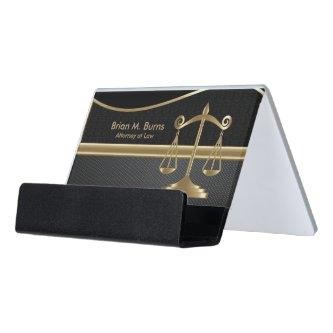 Law | Scales of Justice | Lawyer - Gold and Black Desk  Holder