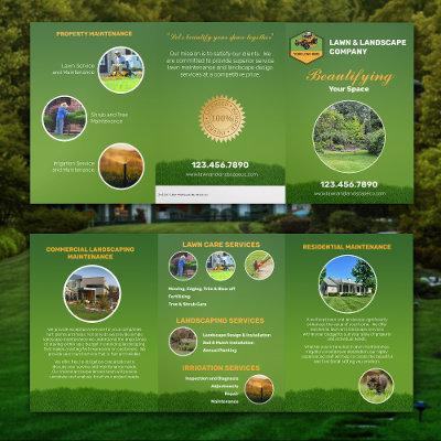 Lawn Care and Landscaping Maintenance Company Tri-Fold Card