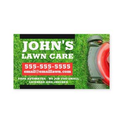 Lawn care  with red lawnmower