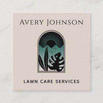 Lawn Care Landscaping Gardening Art Deco Tropical  Square