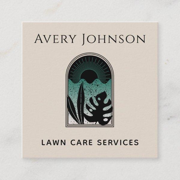 Lawn Care Landscaping Gardening Art Deco Tropical  Square