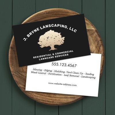 lawn Care Landscaping Gold Tree Logo