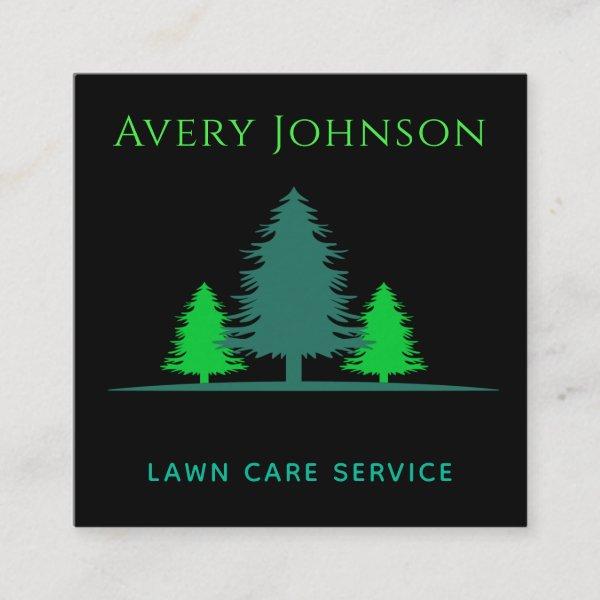 Lawn Care Landscaping Lonely Pine Trees Green Neon Square