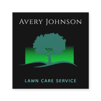 Lawn Care Service Green Neon Tree & Grass Modern Square