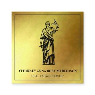 *~* Lawyer AP15 Attorney Justice Scales Gold Foil Square