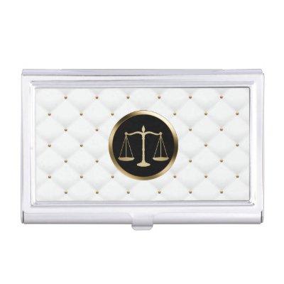 Lawyer Attorney Gold Scale Logo Luxury Quilted  Holder