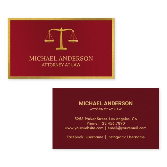 Lawyer Gold Justice Scale Elegant Dark Red