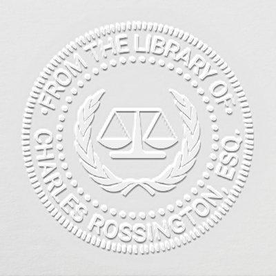 Lawyer Scales of Justice Seal #4 Library Book Name Embosser