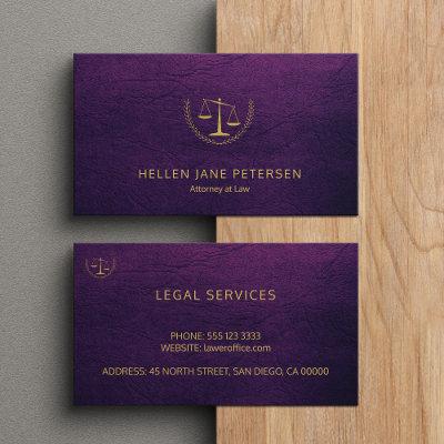 Lawyer upscale elegant gold purple leather look