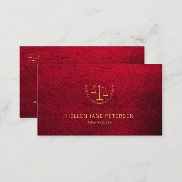 Lawyer upscale elegant gold ruby red leather look