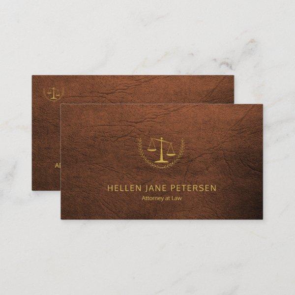 Lawyer upscale gold rusty brown leather look