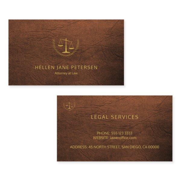 Lawyer upscale gold rusty brown leather look